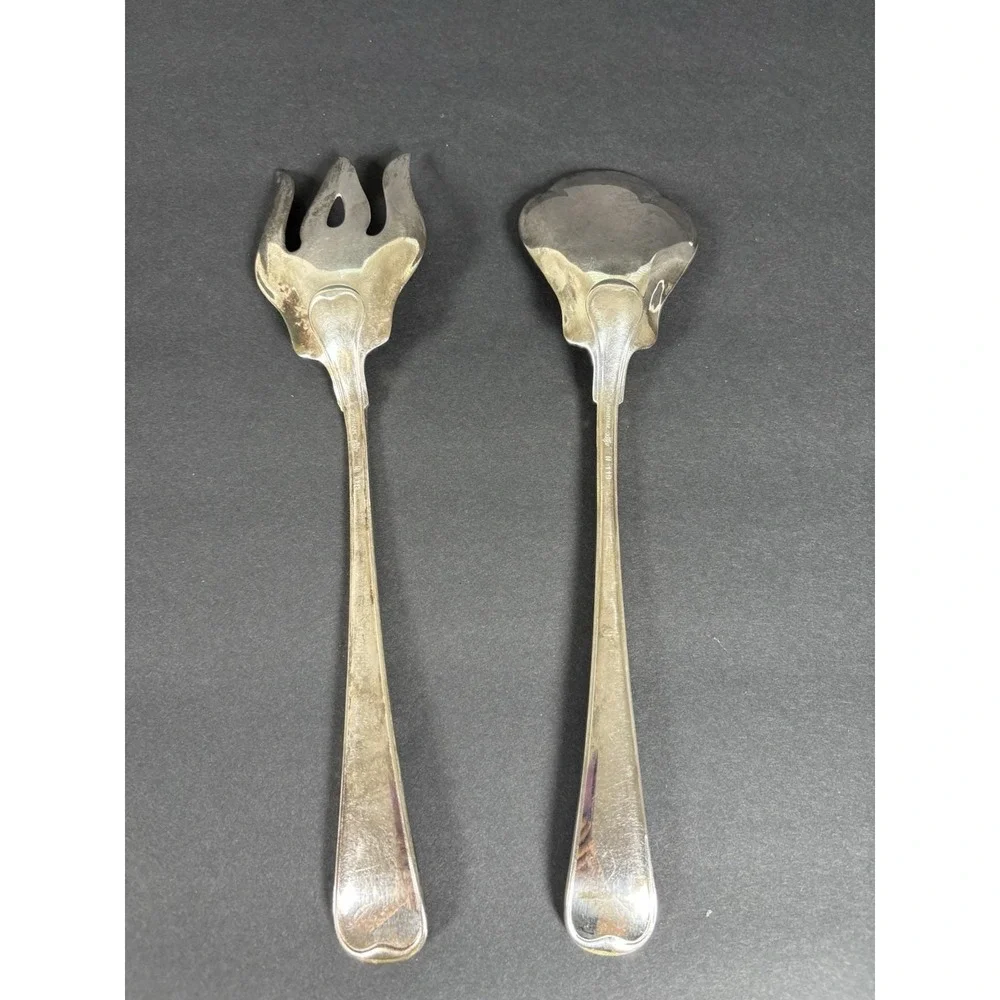 GORHAM EP Silverplate Scalloped Serving Spoon & Meat Fork, N118 & N119, 10.25